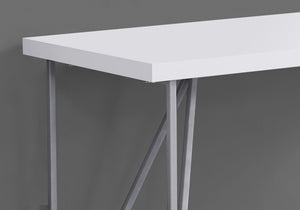 48" White & Silver Computer Desk w/ Rectangular Design