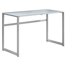 Load image into Gallery viewer, 48&quot; Silver Metal &amp; White Tempered Glass Computer Desk w/ Rectangular Design
