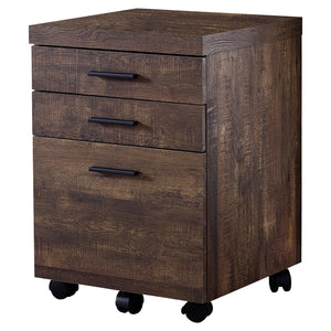 Brown Woodgrain Filing Cabinet w/ 3 Drawers