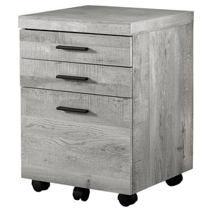 Grey Woodgrain Filing Cabinet w/ 3 Drawers