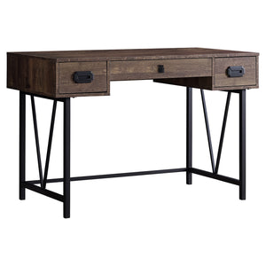 48" Vintage-Style Brown Woodgrain Office Desk