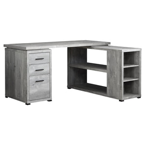 60" L-Shaped Office Desk in Grey Woodgrain