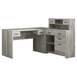 L-Shaped 63" Computer Desk in Grey Woodgrain