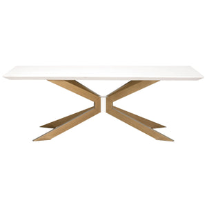 Ivory Concrete & Brass 87" Modern Executive Desk / Meeting Table