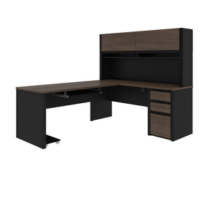 Antigua and Black 71" x 83" L-shaped Desk with Included Hutch