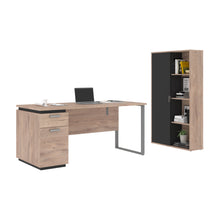 Load image into Gallery viewer, Rugged Brown &amp; Graphite 66&quot; Desk Set with Cabinet
