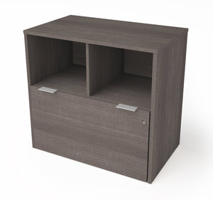 30" Locking File Cabinet with Storage in Bark Gray