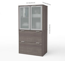 Load image into Gallery viewer, Modern File Cabinet with Hutch in Bark Grey
