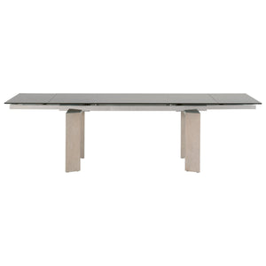 Smoked Gray Glass 71" - 107" Conference Table with Natural Ash Legs