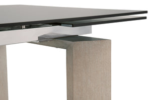 Smoked Gray Glass 71" - 107" Conference Table with Natural Ash Legs