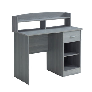 41" Gray Layered Desk with Small Hutch