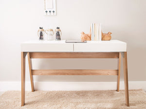 49" Ladder Leg Desk in White and Oak