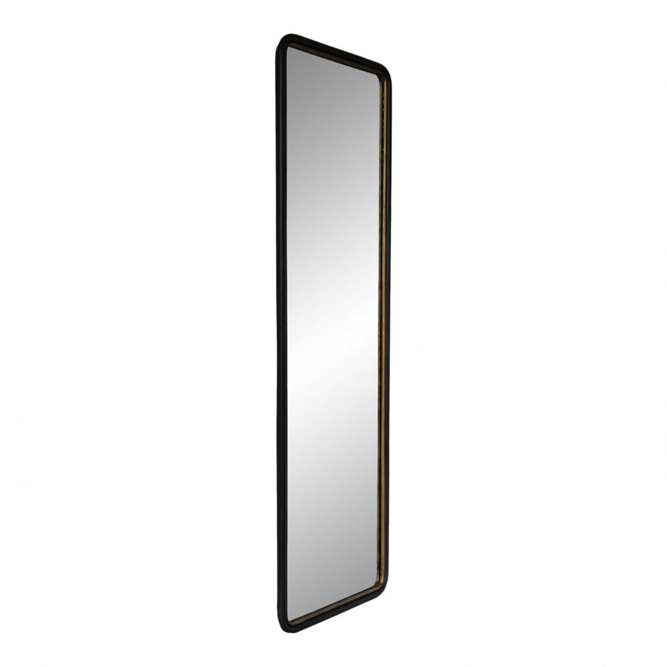 Vintage Office Mirror w/ Simple Black & Gold Frame