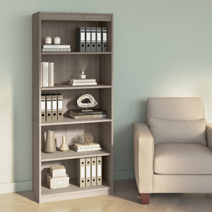 30" Sturdy 5 Shelf Bookcase in Silver Maple