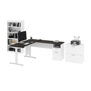 72" Slate & White Adjustable 3 Piece L-Desk Set