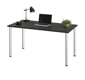 Industrial 60" Office Desk with Deep Gray Top & Silver Legs