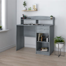 Load image into Gallery viewer, 41&quot; Gray Layered Desk with Small Hutch
