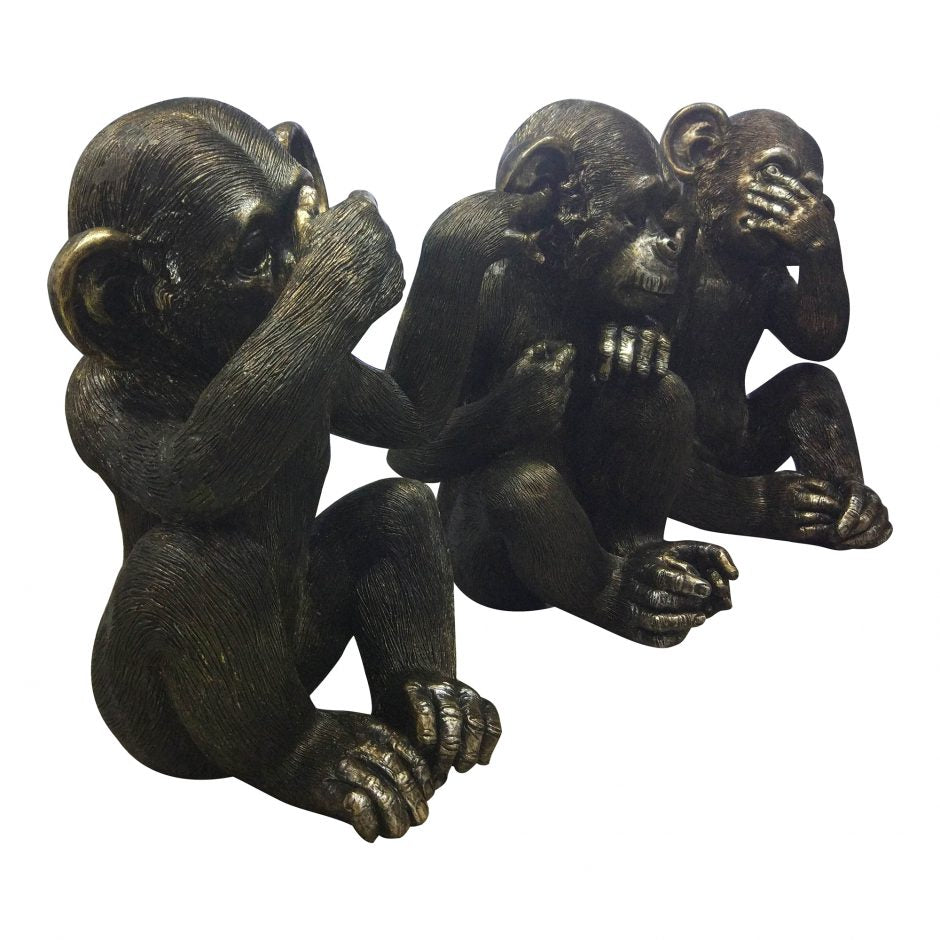 See No Evil Chimps Statue w/ Realistic Detail