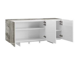 59" Credenza in Marbled Gray Glass