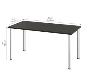 Industrial 60" Office Desk with Deep Gray Top & Silver Legs