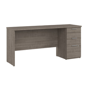 65" Three Drawer Desk in Silver Maple