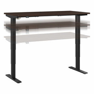 60" Black Walnut Executive Desk with Extra Deep Adjusting Top