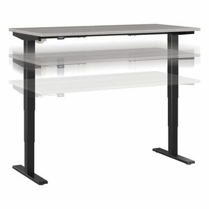 60" Extra Deep Modern Adjustable Executive Desk in Platinum/Black