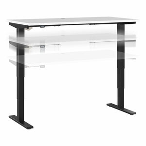 60" White & Black Deep Executive Desk with Adjustable Top