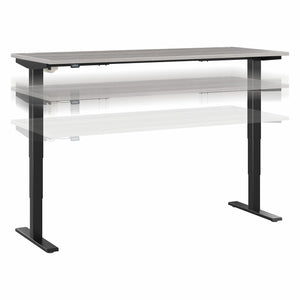 72" Adjustable Platinum Gray & Black Executive Desk