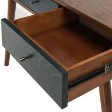 Load image into Gallery viewer, Pecan &amp; Navy 48&quot; Contemporary 3-Drawer Writing Desk
