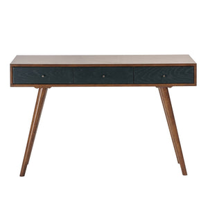 Pecan & Navy 48" Contemporary 3-Drawer Writing Desk