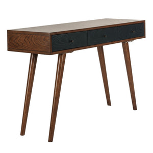 Pecan & Navy 48" Contemporary 3-Drawer Writing Desk