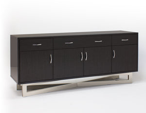 Ultra Modern 80" Credenza in High Gloss Gray Oak Finish