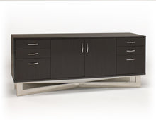 Load image into Gallery viewer, Modern 75&quot; Gray Oak Executive Office Desk with Stainless Steel Base

