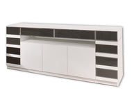 Modern White Lacquer & Gray Beveled Mirror 79