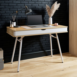 45" Modern Desk in Pine/White