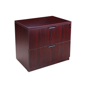 Mahogany Locking Two-Drawer Lateral Filing Cabinet