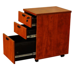 Mobile Cherry File Cabinet w/ 3-Drawers