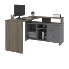 Load image into Gallery viewer, Unique Walnut Gray &amp; Slate 56&quot; X 44&quot; Corner Desk with Credenza
