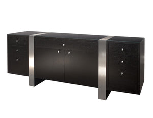 78" Modern Executive Office Desk in Wenge & Brushed Aluminum Laminate