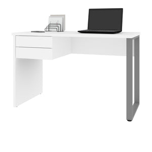 Petite 47" Office Desk in White with U-Shaped Metal Leg