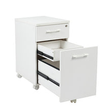 Load image into Gallery viewer, Contemporary Locking White File Cabinet with Casters
