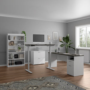 72" Slate & White Adjustable 3 Piece L-Desk Set