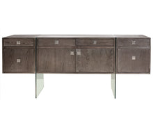 Load image into Gallery viewer, Modern 69&quot; Executive Desk with Walnut 4 Drawer Top &amp; Premium Glass Legs
