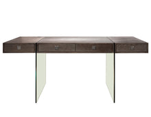 Load image into Gallery viewer, Modern 69&quot; Executive Desk with Walnut 4 Drawer Top &amp; Premium Glass Legs
