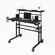 Load image into Gallery viewer, 36&quot; Rolling Black Wire-Frame Desk
