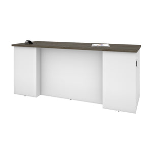 White & Walnut Grey 71" Modern Executive Desk