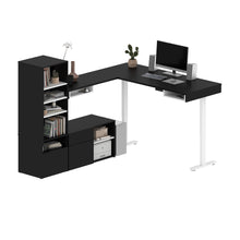 Load image into Gallery viewer, 88&quot; Black and White Adjustable L-Desk with Storage Complex
