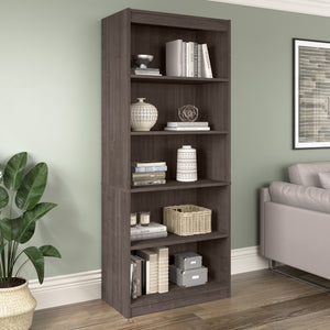 30" Modern Gray Maple 5 Shelf Bookcase