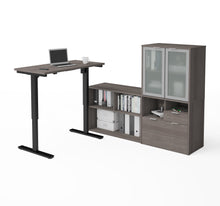 Load image into Gallery viewer, Standing Desk Set with Credenza and Hutch in Bark Gray and White
